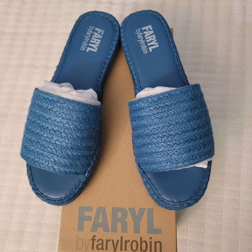 Farylrobin Blue Woven Slide Sandals - Picture 1 of 8